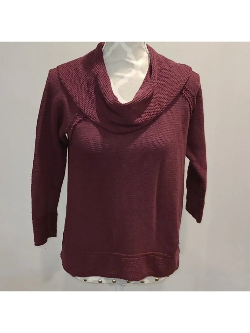 Lucky Brand Burgundy knit cowl neck sweater